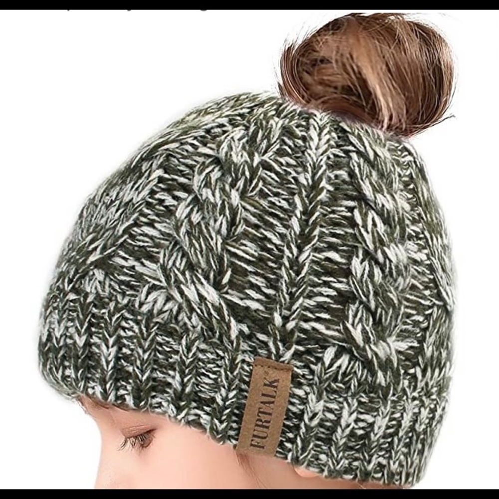 Furtalk Girls Winter Hat Mix Green